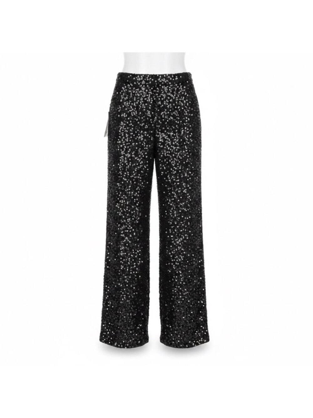 Adrianna Papell Womens Black Sequined Silk Evening Pants Sz14